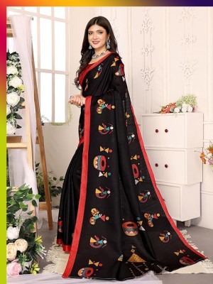 Zinaya Printed Bollywood Silk Blend Saree(Multicolor)