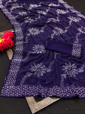 SHREE HARI PRINT Embellished Daily Wear Georgette Saree(Purple)