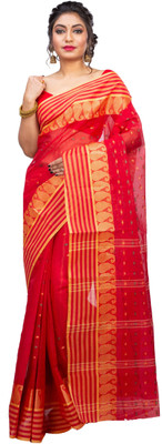 GitAsit Self Design, Woven Tant Pure Cotton Saree(Red)