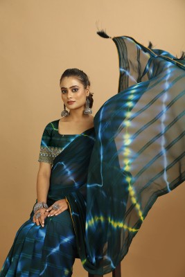 distro Dyed Leheria Chiffon Saree(Multicolor)