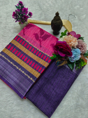HouseOfCommon Printed Bollywood Pure Cotton, Cotton Linen Saree(Pink)