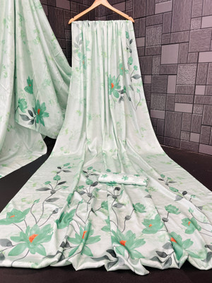 Jumki Fashion Digital Print, Floral Print Bollywood Crepe Saree(Light Blue)