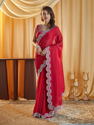 KASEE Self Design Bollywood Pure Silk Saree(Red)