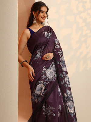 LIBAS Embellished Daily Wear Silk Blend Saree(Red)