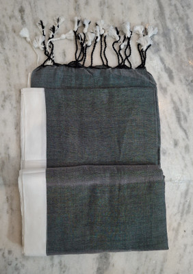 SOUMEN CREATION Solid/Plain Bollywood Handloom Cotton Blend Saree(Grey)