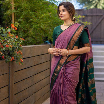 GATISHVAM TEXTILE Temple Border Banarasi Art Silk Saree(Pink)