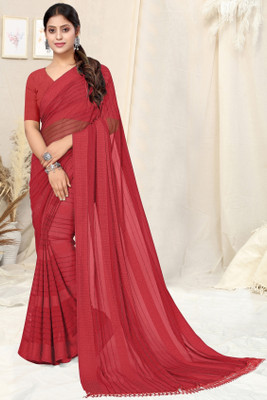 MIRCHI FASHION Solid/Plain, Embellished Bollywood Georgette Saree(Maroon)