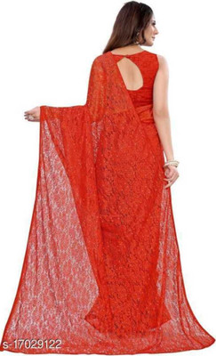 NEXA Self Design Bollywood Net Saree(Red)