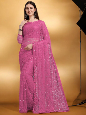 Fashion Nexa Self Design Bollywood Net Saree(Purple)