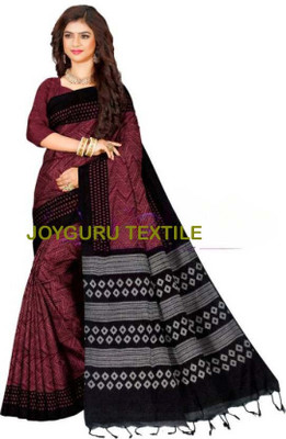 Joyguru Textile Printed, Self Design Sambalpuri Cotton Blend Saree(Maroon)