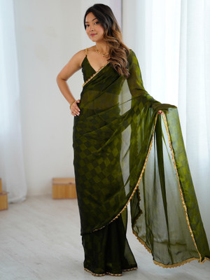 ANOUK Embellished Bollywood Chiffon Saree(Green)