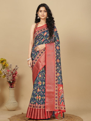 HouseOfCommon Printed, Woven Kanjivaram Art Silk Saree(Multicolor)
