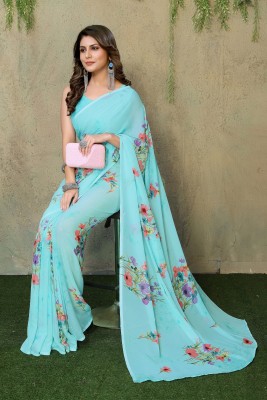 YASHIKA Printed Daily Wear Georgette Saree(Blue)