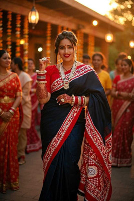 kalyani nx Floral Print Sambalpuri Pure Cotton Saree(Multicolor)