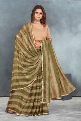 ZENBLAZE Printed Bollywood Georgette Saree(Dark Green)