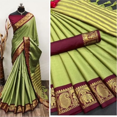 SHIVAY FASHION Self Design Banarasi Jacquard Saree(Green)