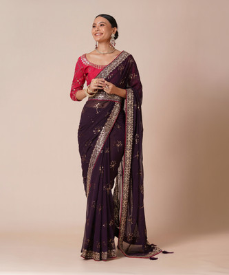 Sareemall Embellished Bollywood Georgette Saree(Maroon)