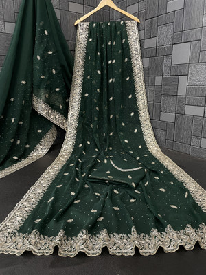 RIDDHISIDDHI NX Embroidered Bollywood Organza Saree(Green)