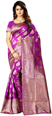 SETUDI Woven, Self Design Kanjivaram Jacquard Saree(Purple)