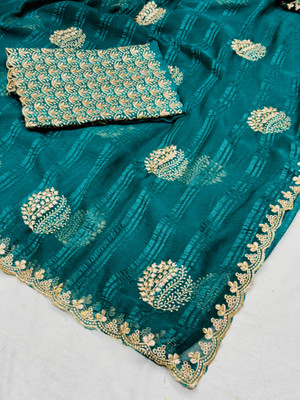 K 5 FASHION Embroidered Bollywood Georgette Saree(Green)