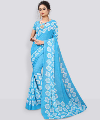 Kanooda Prints Printed Bollywood Georgette Saree(Blue)