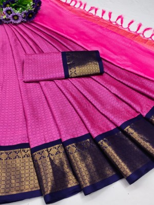 VRINDITA FASHION Woven Mysore Cotton Silk Saree(Pink)