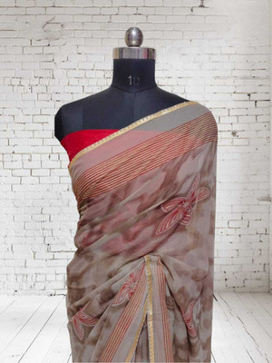 DEEPAK Printed Banarasi Silk Blend Saree(Beige)