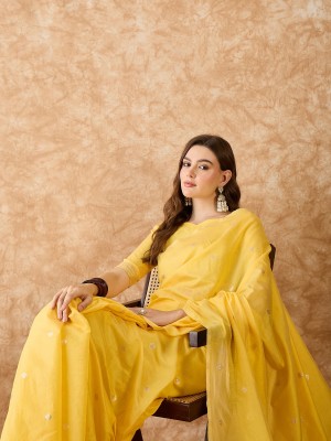 Sangria Woven Banarasi Jacquard Saree(Yellow)