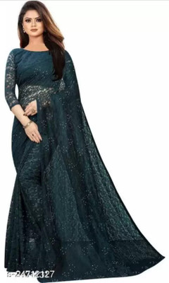 Nilkanthvarni Creation Self Design Bollywood Net Saree(Multicolor)