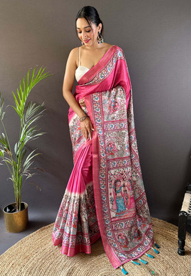 all about you Printed Bollywood Cotton Blend Saree(Pink)