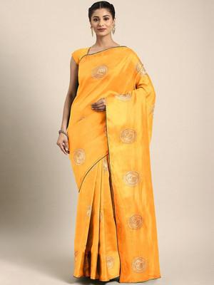 Divastri Self Design Bollywood Silk Blend Saree(Yellow)