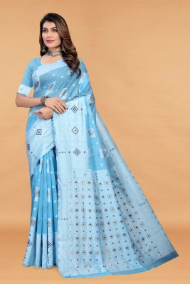 Sarvada Woven, Embellished, Self Design Banarasi Jacquard, Art Silk Saree(Light Blue)