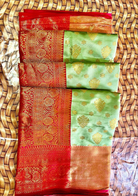 Aksh Fashion Self Design Banarasi Silk Blend Saree(Multicolor)