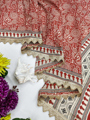 Divastri Printed Daily Wear Cotton Blend Saree(Red)