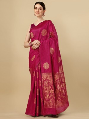 AVANTIKA FASHION Woven Kanjivaram Pure Silk, Art Silk Saree(Pink)