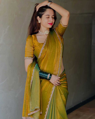 Chandan Fabrics Self Design Bollywood Chiffon Saree(Dark Green)