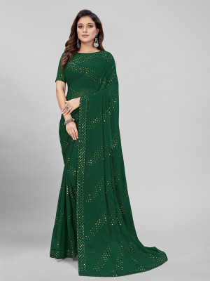 Granthva Fab Embellished Bollywood Georgette Saree(Green)