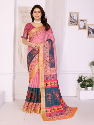 iHIYAzz ENTERPRISE Digital Print Bollywood Pure Silk Saree(Multicolor)