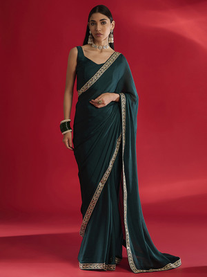 Tasrika Embellished Bollywood Tissue Saree(Blue)