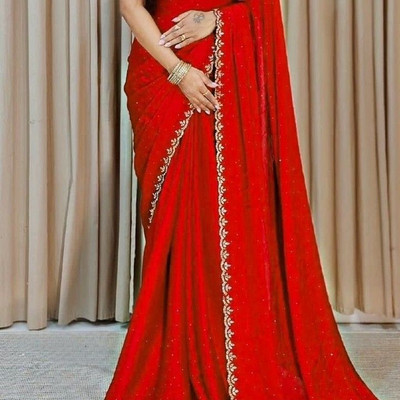 KAKADIYA CREATION Embellished Bollywood Chiffon Saree(Red)