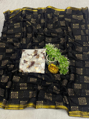ELEGENCE FAB Embellished Daily Wear Chiffon Saree(Black)