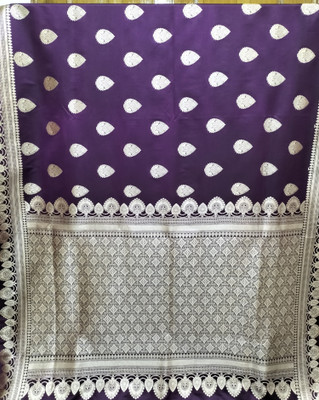 AZHAR SAREE PARADISE Woven Banarasi Handloom Cotton Silk Saree(Purple)