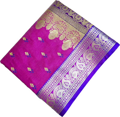 satrangi creation Embroidered Banarasi Satin Saree(Magenta)