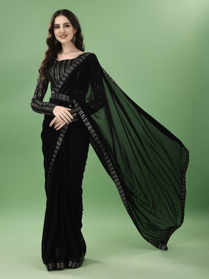 ANANT DESIGNER STUDIO Embroidered Bollywood Georgette Saree(Black)