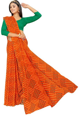 Jumki Fashion Printed Daily Wear Georgette Saree(Orange)