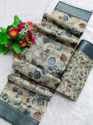 HouseOfCommon Printed Bollywood Pure Cotton, Cotton Linen Saree(Multicolor)