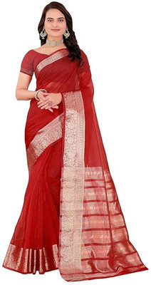 Kavita Creation Self Design Bollywood Tissue Saree(Red)