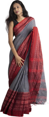 sdn Woven Sambalpuri Handloom Cotton Blend Saree(Grey, Red)
