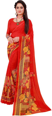 Suali Printed Daily Wear Georgette Saree(Red)