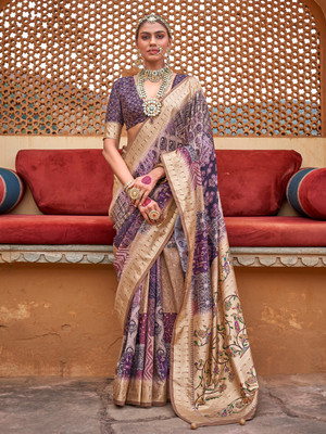 ANOUK Woven Chinnalapattu Silk Blend Saree(Purple)